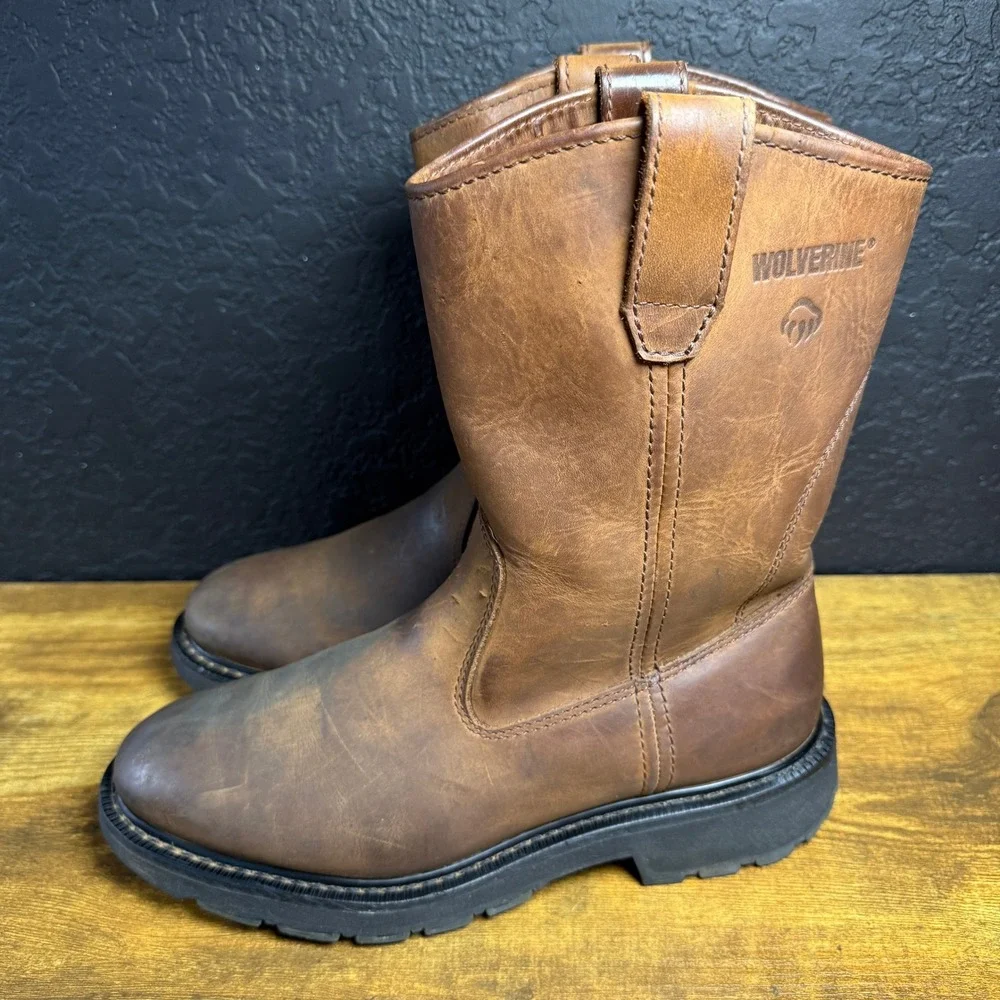 Wolverine Floorhand W04727 Brown Leather Wellington Work‎ Boots Mens Size 9M